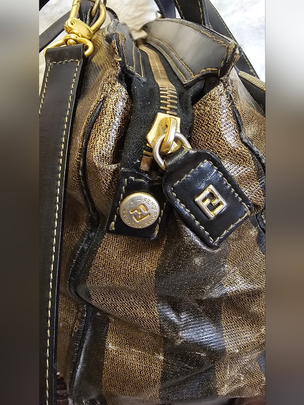 Fendi Pequin Check 2-Way Crossbody Bag With COA - Picture 7 of 16